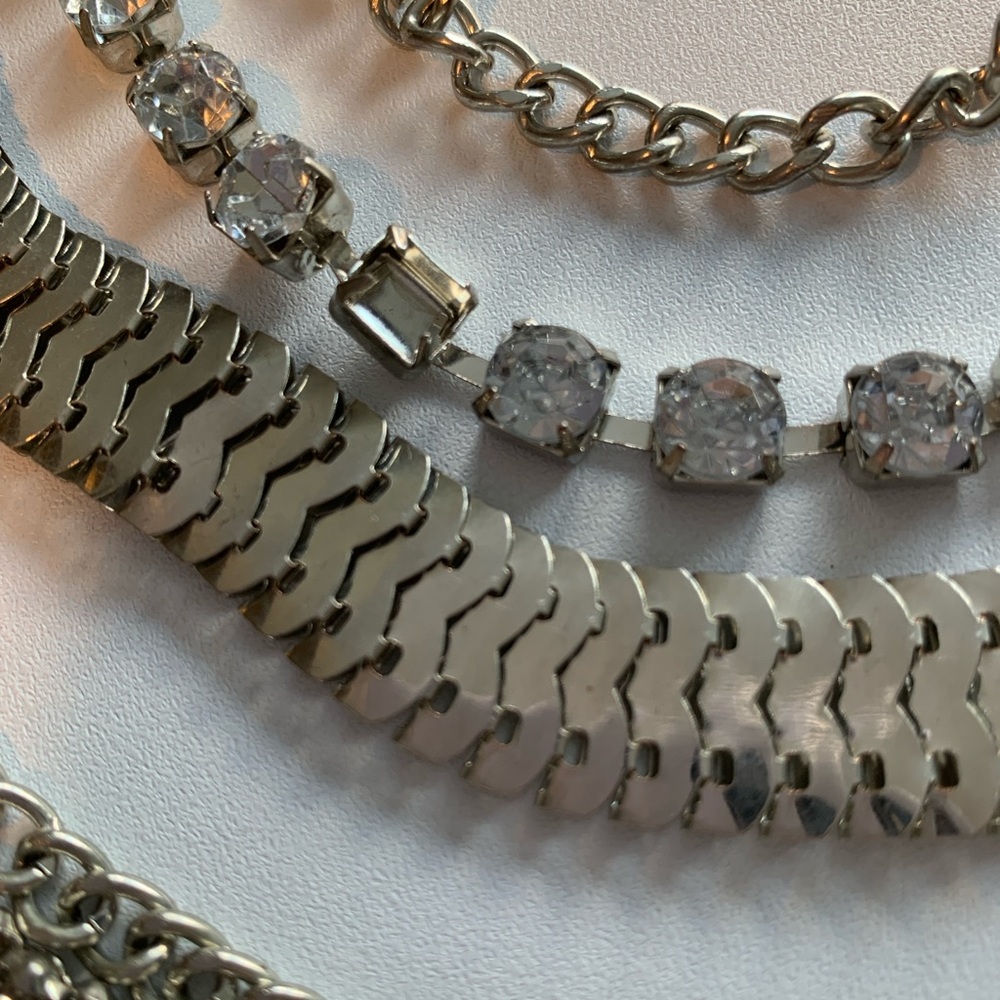 Dramatic Silver Tone Five Layered Bib Necklace - image 5
